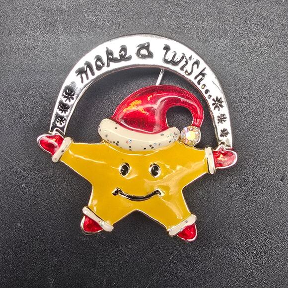 AAI Make a Wish Star Brooch Christmas Santa Hat Wish Upon a Star - Picture 5 of 6